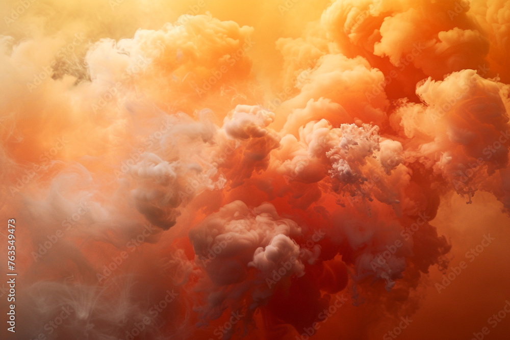 A spectacular explosion of smoke in warm autumn tones, evoking the feeling of an aerosol burst, set against a contrasting background A spectacular explosion of smoke in warm autumn tones, evoking the feeling of an aerosol burst, set against a contrasting background