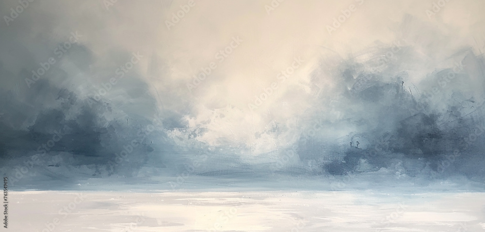 A subtle blend of icy blue and soft gray smoke over a white canvas, capturing the essence of a winter morning A subtle blend of icy blue and soft gray smoke over a white canvas, capturing the essence of a winter morning