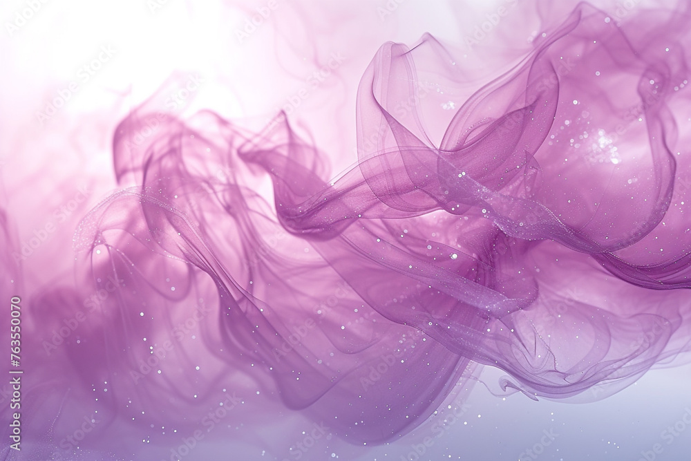 A tranquil viva magenta smoke scene, with flowing light and gentle splashes, forming an abstract background with an ink-in-water aesthetic