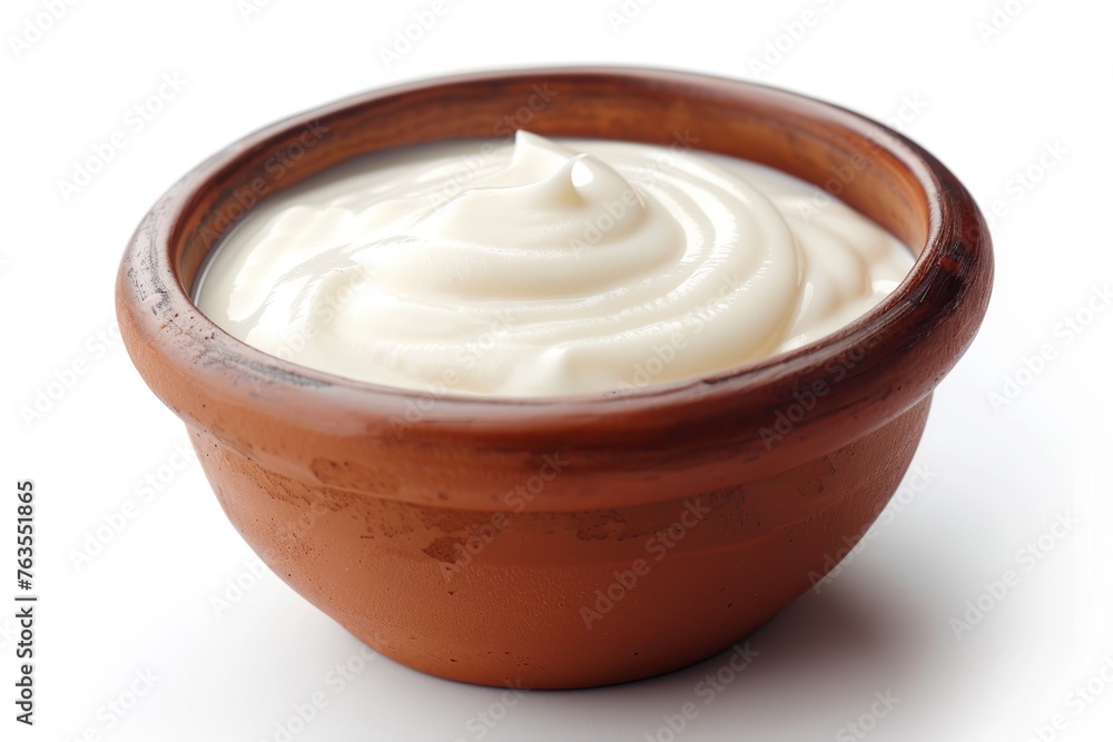 Bowl with white yogurt isolated on white background Bowl with white yogurt isolated on white background