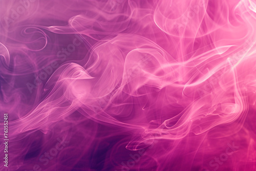 Elegant viva magenta smoke, flowing with light and creating gentle splashes, set against an abstract background with an ink-in-water ambiance