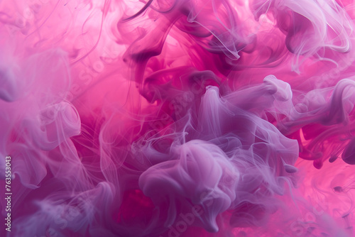 Ethereal viva magenta smoke  flowing with light and creating intricate splashes  set against an abstract background  reminiscent of ink blending in water