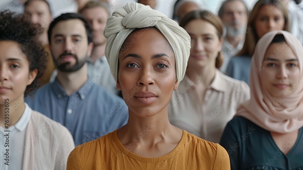 Fototapeta premium Diverse Group of Professionals Engaging with Camera Generative AI
