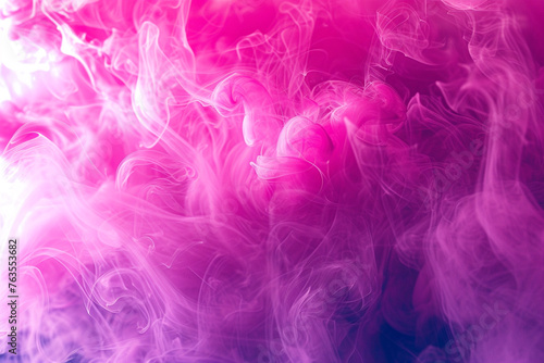 Luminous viva magenta smoke artfully flowing with light and splashes, creating a captivating abstract background with an ink-in-water effect