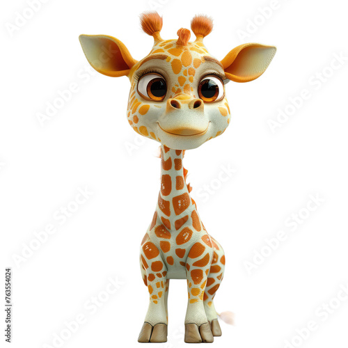 A cartoon giraffe with a big smile on its face © DX