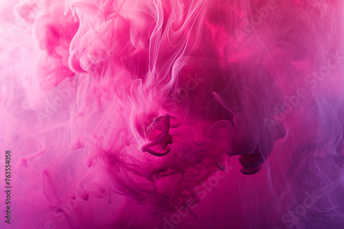 Mesmerizing viva magenta smoke, flowing with light and creating dynamic splashes, set against an abstract background, reminiscent of ink in water © Haji