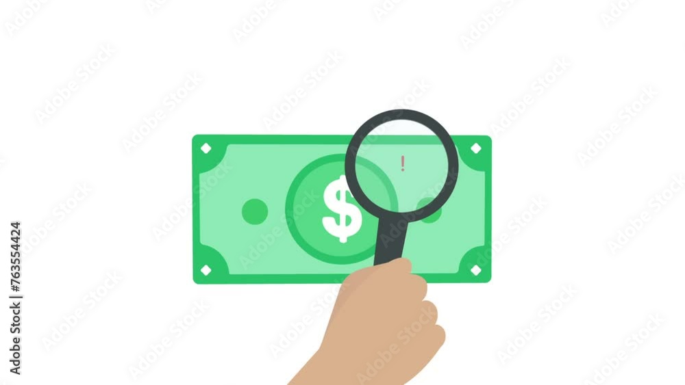 counterfeit money bill with magnifier. Fraud and forgery dectection counterfeit money bill with magnifier. Fraud and forgery dectection