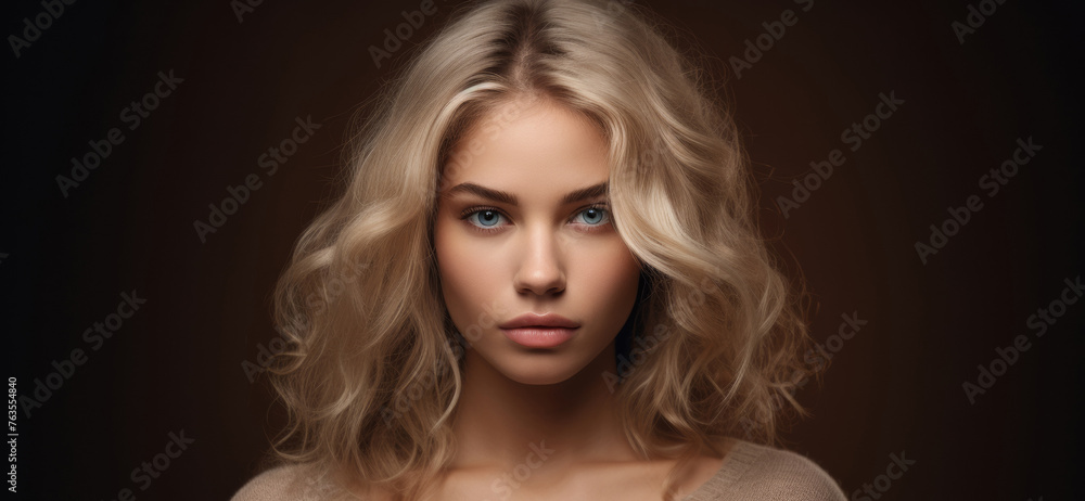 High fashion model in colorful bright neon lights posing at studio. Portrait of beautiful girl with trendy glowing make up. Art design vivid style. Generative AI. High fashion model in colorful bright neon lights posing at studio. Portrait of beautiful girl with trendy glowing make up. Art design vivid style. Generative AI.
