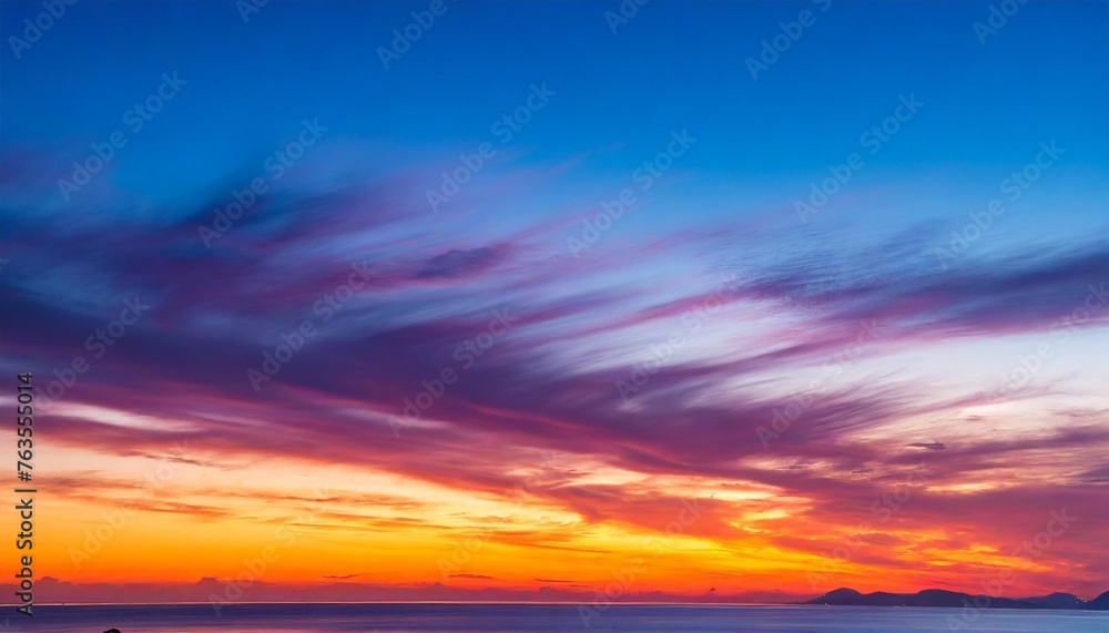 purple orange pink sunset beautiful evening sky with clouds background for design
