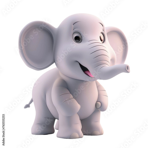 A cartoon elephant with a big smile on its face
