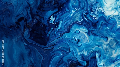 Ethereal Blue Swirls: A Luxurious Marble Ink Texture Featuring Deep, Enchanting Blue Patterns on an Abstract Background.