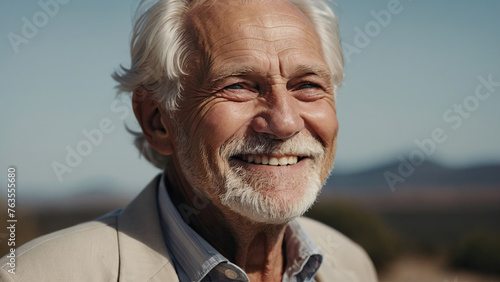 Happy smiling elderly white man.
