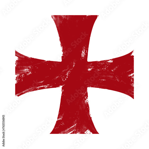 knights Templar cross. Grunge texture. Vector illustration