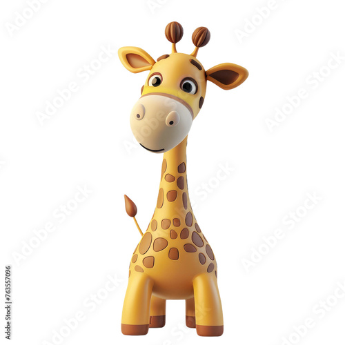 A giraffe is standing on a white background