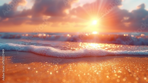 Golden Tropical Sun in Blurred Abstract Sandscape Generative AI © Alex