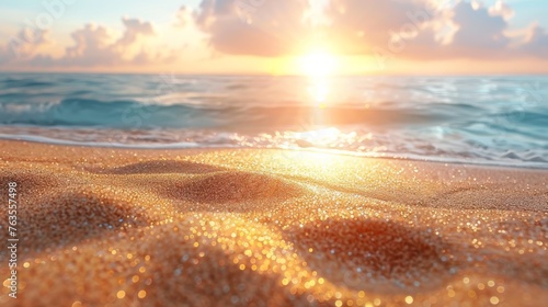 Golden Tropical Sun in Blurred Abstract Sandscape Generative AI photo