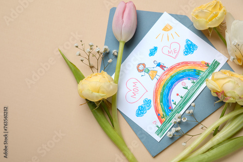Envelope with kid drawing a...