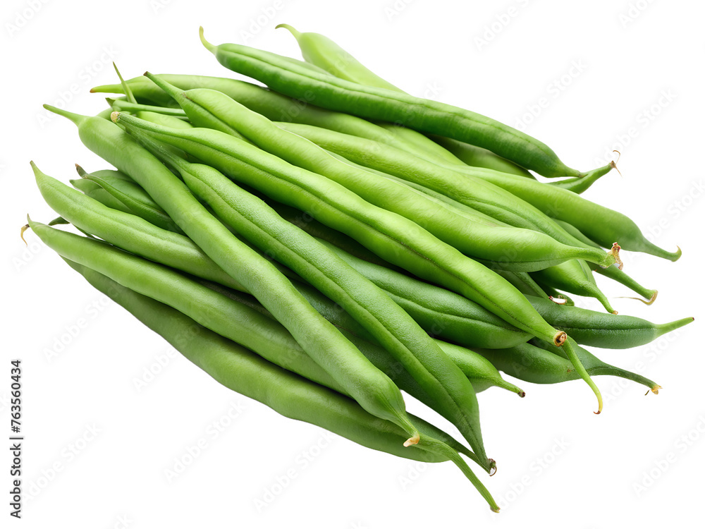Fresh green beans on a white or transparent background.Isolated.IA generative Fresh green beans on a white or transparent background.Isolated.IA generative