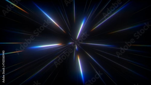 High Speed Flying Lines 3d Animation in Seamless Looping Traffic. Sci-fi Digital Footage Electric Move of Dynamic Streaks in Dark Backdrop. Neon Glowing Gradient Rays of Hyperspace in Time Travel