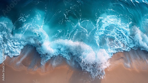 Summer Beach Scene: Blue Sea, Soft Waves, and Sand Generative AI