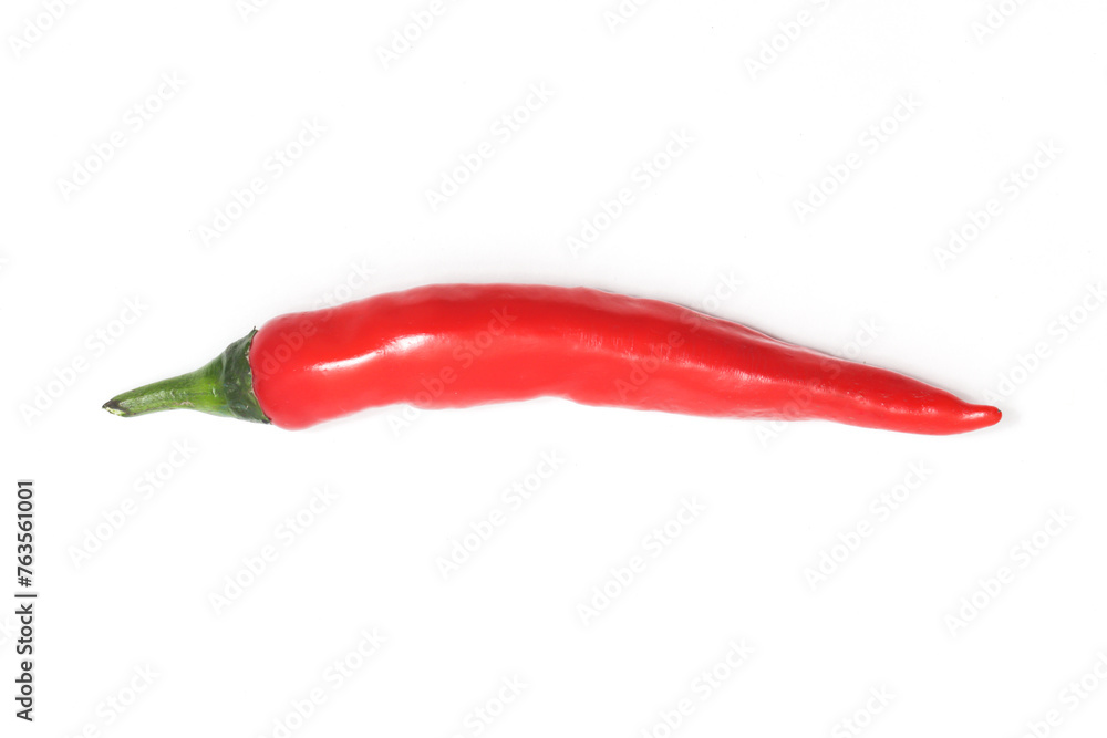 Red hot chili pepper top view isolated on white background clipping path