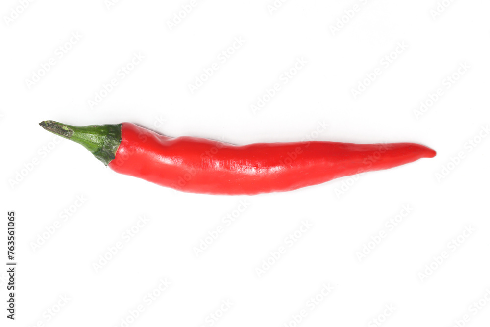 Red hot chili pepper top view isolated on white background clipping path