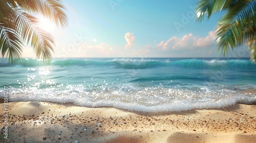 Tropical Summer Beach Background with Soft Focus Generative AI