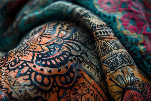 A close-up of a persons hand showcasing a detailed paisley pattern, possibly henna or body art, worn during cultural celebrations