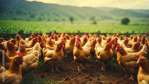 Free range chicken farm and sustainable agriculture photo