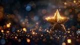 A golden star showcased with a light effect on a dark background, creating an atmosphere of achievement and recognition