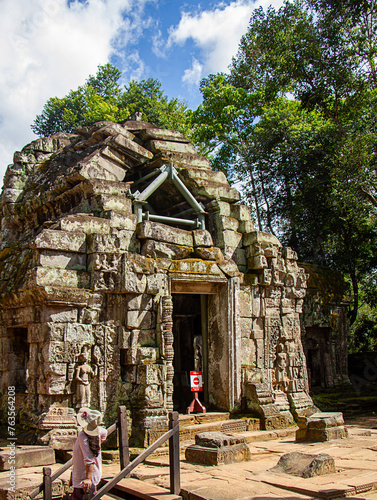 Beautifully carved ruins of Ancient Hindu temples at Angkorvat in Cambodia a World Heritage site photo