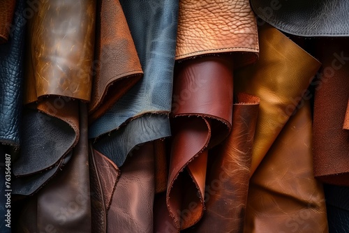 samples of various kinds of leather in a shop