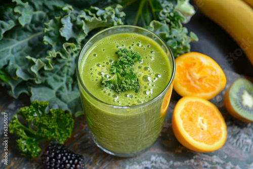 Nutrient-Rich Green Smoothie and Ingredients