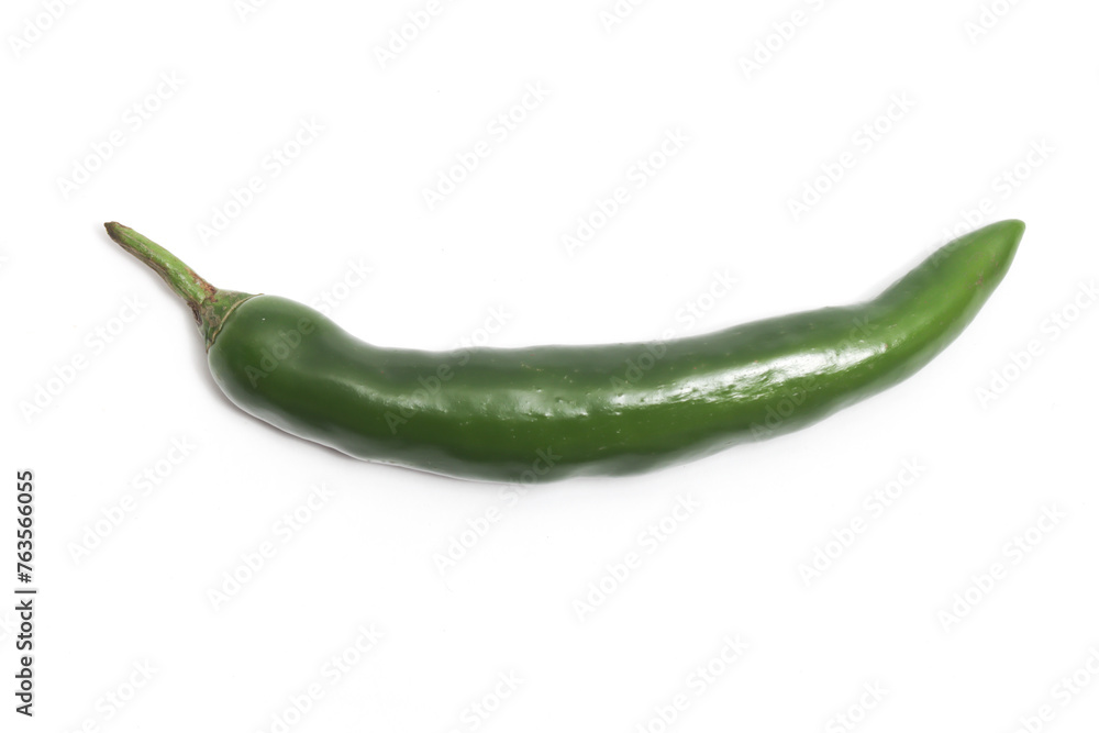 Green hot chili pepper top view isolated on white background clipping path Green hot chili pepper top view isolated on white background clipping path