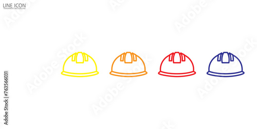 Helmet line icons set. Helmet sign and symbol. Construction helmet icon. Safety helmet vector illustration in transparent background.