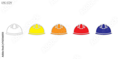 Helmet icons set. Flat icon of Helmet sign and symbol. Construction helmet icon. Safety helmet vector illustration in transparent background.