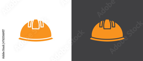 Orange Helmet icon. Flat icon of Helmet sign and symbol. Construction helmet icon. Safety helmet vector illustration in black and white background.