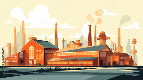 Background with industrial building. Urban 