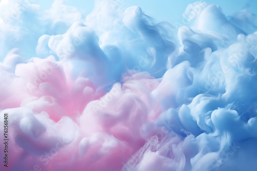 Fluffy pink and blue cotton candy clouds up in the sky