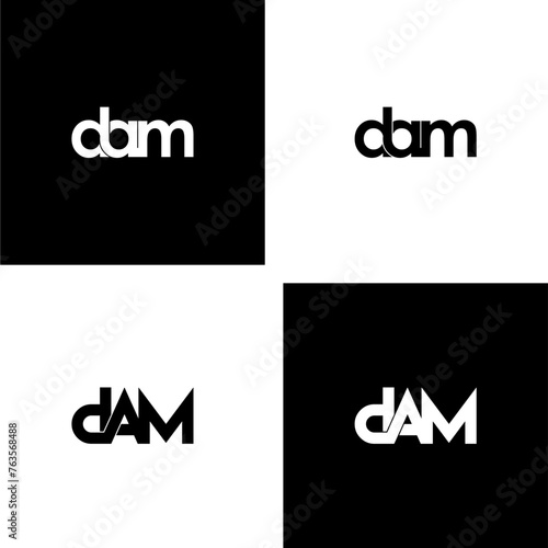 dam typography letter monogram logo design set