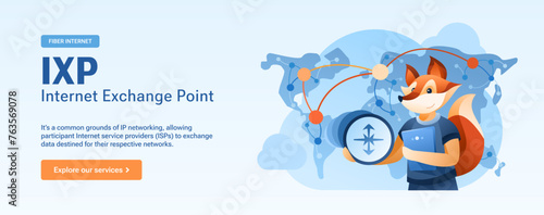 IXP Internet Exchange Point Ad Banner - Network Infrastructure and Global Internet Connection, Fox