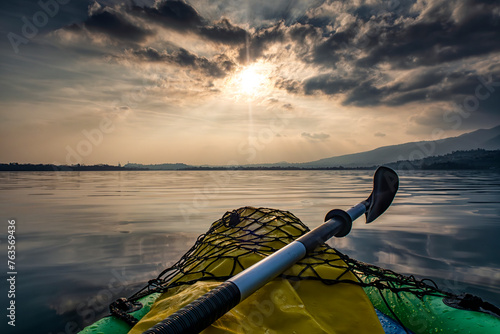 Kayak on Lake Pusiano at sunset