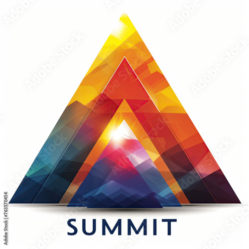 Logo en forma de triángulos anidados, colorido, SUMMIT, desempeño y excelencia en lo que se hace, promoción evento o encuentro centrado en la motivación y el logro de objetivos photo