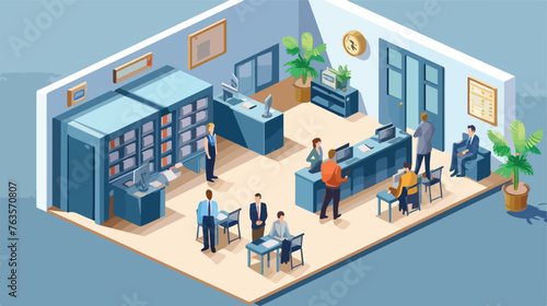 Bank services illustration in isometric view flat 