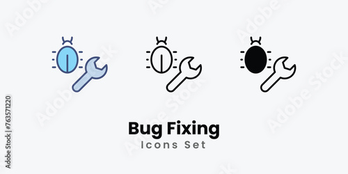 Bug Fixing icon thin line and glyph vector icon stock illustration
