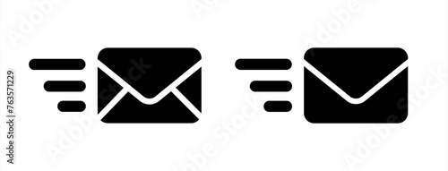 Send email message flat icon for apps and websites set. Vector illustration.