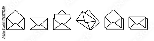 Black emails vector icon collection, vector 10 eps