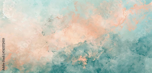 An image of a mottled background where pastel coral seamlessly blends into a soft teal, evoking the gentle transition of colors at sunrise