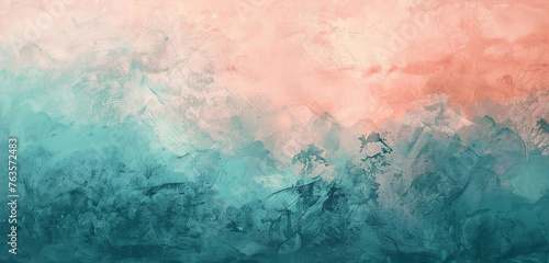 An image of a mottled background where pastel coral seamlessly blends into a soft teal, evoking the gentle transition of colors at sunrise