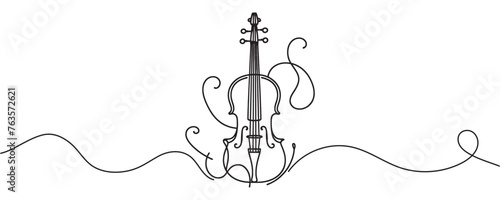 One continuous drawing of a violin. stringed musical instruments. Vector illustration